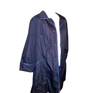 SALE!! NWOT-Dennis Basso Navy-Blue Water-Resistant Removable Faux Fur Lining XL